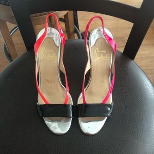 Christian Louboutin Pink & Black Wedges